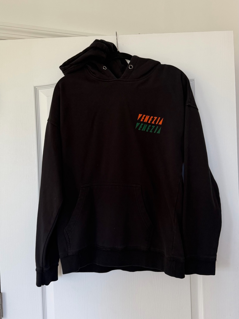 Venezia Black Hoodie with Orange and Green Logo